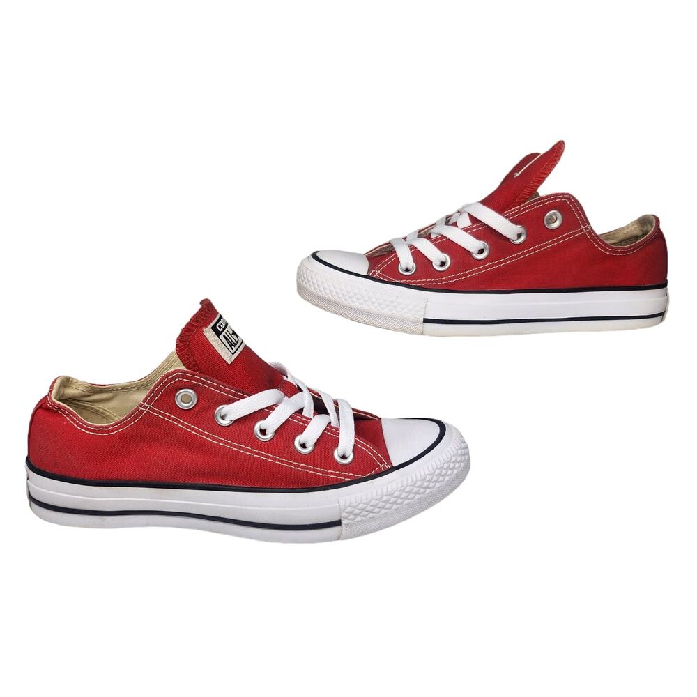 Converse All Star Shoes Womens 6 Red White Solid Low Top Comfy Sneakers Low Top - Picture 1 of 11